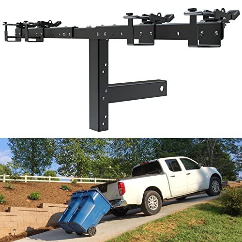 ELITEWILL 2” Double Can Garbage Towing Trailer Hitch,Trash Can Transporter Hauler Fit for Truck/Golf Cart/ATV/UTV/Trailer with 2in Hitch Receiver