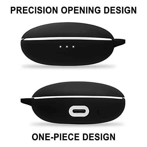 Geiomoo Silicone Carrying Case Compatible with Anker Soundcore Liberty 3 Pro, Portable Scratch Shock Resistant Cover with Carabiner (Black)