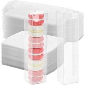 DEAYOU 50 PCS Clear Favor Boxes, Small Transparent Candy Gift Box, Plastic Rectangle Chocolate Packaging Box with Insert for Cookies, Treat, Macaron, Wedding, Party, Gift Wrapping, 6.2" x 1.4" x 1.3"