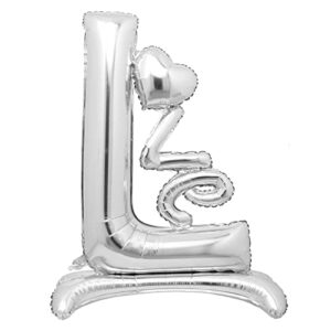 4d giant standing love letter foil balloon anniversary wedding valentines birthday party decoration photo props suppliers (standing love silver)