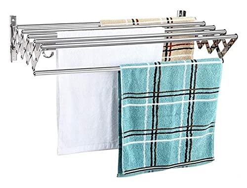 XMCX Wall Mounted Space Saver Clothes Drying Rack Retractable Fold Away Clothes Dry Racks Laundry Airer Drying Rack Balcony Bathroom PoolArea Easy Storage