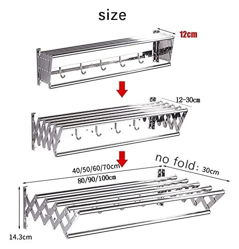 XMCX Wall Mounted Space Saver Clothes Drying Rack Retractable Fold Away Clothes Dry Racks Laundry Airer Drying Rack Balcony Bathroom PoolArea Easy Storage