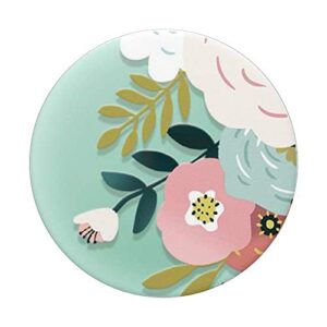 Mint Abundant Blossom White Floral Flowers Phone Popper PopSockets Swappable PopGrip