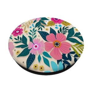 Cute Colorful Blooming Floral Patterns Phone Popper PopSockets Standard PopGrip