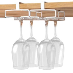 gelive under cabinet wine glass holder stemware rack kitchen hanging organizer no drilling metal wine glass storage hanger (white, 2)