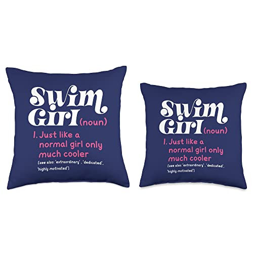 Trendy Swimmer Tshirts Swim Girl Definition Normal Only Cooler Women Juniors Throw Pillow, 16x16, Multicolor