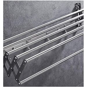 XMCX Clothes Drying Rack Wall Mounted Folding Collapsible Stainless Airer Laundry Dryer Hanger with Towel Hooks for Bedroom Bathroom Space Saver Rail Easy Storage (Size : 50cm)