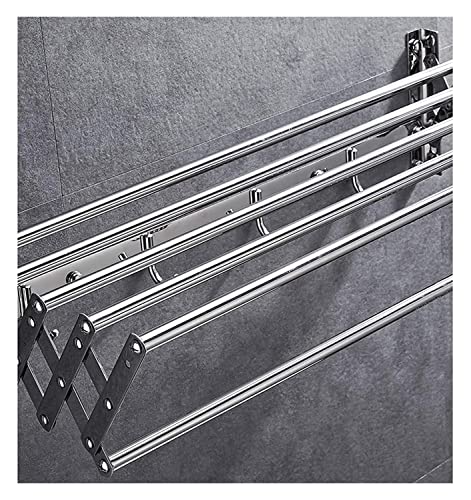 XMCX Clothes Drying Rack Wall Mounted Folding Collapsible Stainless Airer Laundry Dryer Hanger with Towel Hooks for Bedroom Bathroom Space Saver Rail Easy Storage (Size : 50cm)