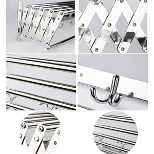 XMCX Clothes Drying Rack Wall Mounted Folding Collapsible Stainless Airer Laundry Dryer Hanger with Towel Hooks for Bedroom Bathroom Space Saver Rail Easy Storage (Size : 50cm)