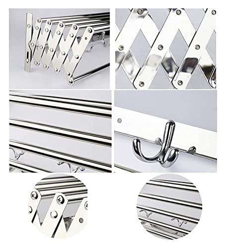 XMCX Clothes Drying Rack Wall Mounted Folding Collapsible Stainless Airer Laundry Dryer Hanger with Towel Hooks for Bedroom Bathroom Space Saver Rail Easy Storage (Size : 50cm)