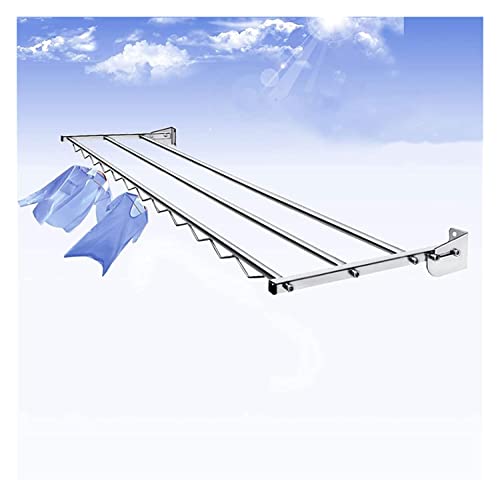 XMCX Wall Mounted Clothes Drying Rack Space-Saver Retractable Fold Away Clothes Hanger Easy Storage (Size : 62cm)