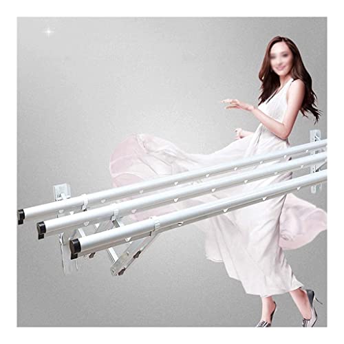 XMCX Extendable Folding Airer Clothes Drying Rack Wall Mounted Retractable Laundry Washing Cloth Line Bathroom Towel Rack Bar Easy Storage