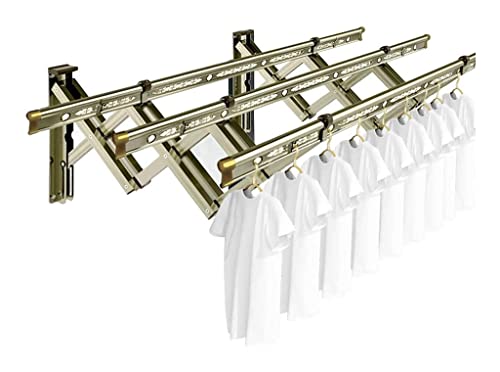 XMCX Clothes Drying Racks Stainless Steel Airer Multifunction Retractable Wall-Mounted Drying Laundry Rack Clothes Hanger Hanging Towel Shelf Easy Storage