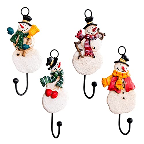 FOMIYES 4PCS Christmas Wall Hooks Snowman Coat Bath Towel Hanger Racks Hat Holders Hanging Door Key Holder Hooks for Bathroom Kitchen Decoration