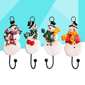 FOMIYES 4PCS Christmas Wall Hooks Snowman Coat Bath Towel Hanger Racks Hat Holders Hanging Door Key Holder Hooks for Bathroom Kitchen Decoration