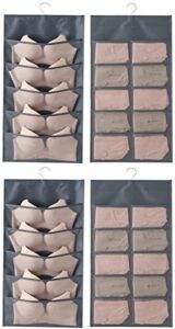 yunzsxjy durable hanging closet organizer for underwear double sided with mesh pockets,space saving storage pocket bra clothes socks organizer home basics. (gray, 2pcs 5+10 pockets)