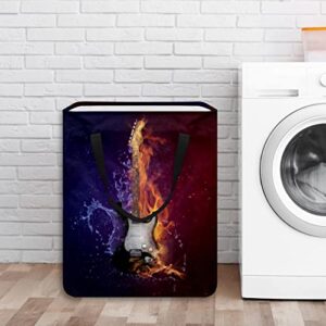 DJROW Clothes Basket Firing Guitar Laundry Storage Baskets with Detachable Brackets Upgrade Foldable Laundry Hamper for Toys Clothing Organization