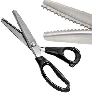 serrated scalloped edge pinking shears, multifunction stainless steel shears tailor scissors, professional zig-zag cut scissors, sewing craft cut paper clothing fabric for home (3mm, scalloped)