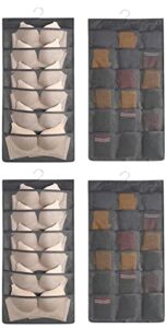 yunzsxjy durable hanging closet organizer for underwear double sided with mesh pockets,space saving storage pocket bra clothes socks organizer home basics. (gray, 2pcs 6+18 pockets)