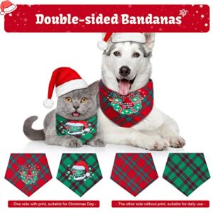 2 Pack Dog Bandana Christmas for Puppy Small Medium Large Dogs Cats Pets Outfit Classic Plaid Pets Scarf Triangle Bibs Merry Christmas Bandana Santa Costume Accessories(Red, Green(New))