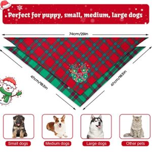 2 Pack Dog Bandana Christmas for Puppy Small Medium Large Dogs Cats Pets Outfit Classic Plaid Pets Scarf Triangle Bibs Merry Christmas Bandana Santa Costume Accessories(Red, Green(New))