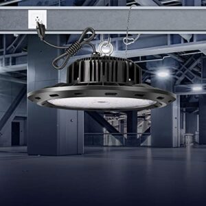 UFO LED High Bay Light Fixtures 150W,21000LM,5000K,LED Shop Light UL 5' Cable with US Plug,Commercial Light for Warehouse Workshop Garages Gym Area Lighting