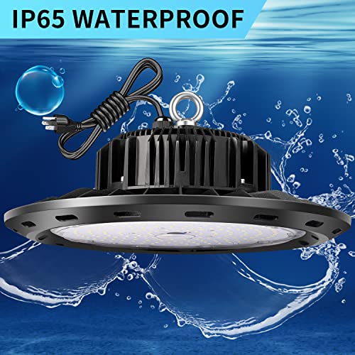 UFO LED High Bay Light Fixtures 150W,21000LM,5000K,LED Shop Light UL 5' Cable with US Plug,Commercial Light for Warehouse Workshop Garages Gym Area Lighting