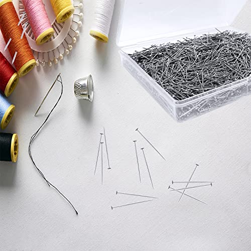 2000PCS Straight Pins for Crafts, Sewing Pins for Fabric Dressmaker Pins, Long 1 Inch Flat Head Pins for Quilting, Sewing, Jewelry DIY Fine Satin Pins