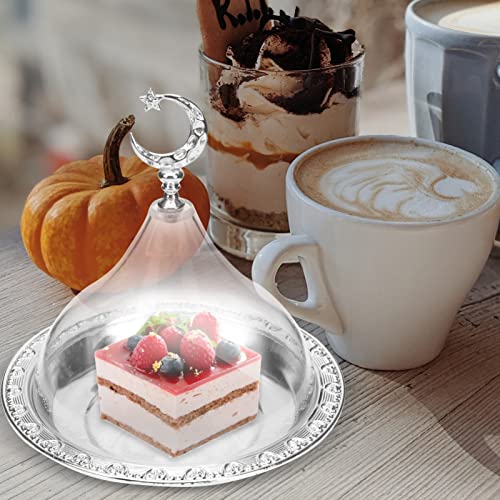 Acrylic Cake Dome Dinner Plate with Clear Lid Fruit Plate Snack Cake Dessert Serving Tray Bread Dish Plates for Living Room Wedding Birthday Acrylic Food Cover