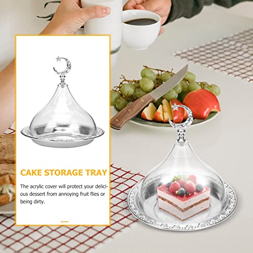 Acrylic Cake Dome Dinner Plate with Clear Lid Fruit Plate Snack Cake Dessert Serving Tray Bread Dish Plates for Living Room Wedding Birthday Acrylic Food Cover