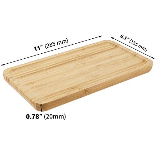 ZOENHOU 2 Pack Bamboo Vanity Tray, 11.4 x 6.2 x 0.8 Inch Rectangular Decorative Bathroom Counter Tray Bamboo Wood Serving Tray for Guest, Dresser, Kitchen, Toilet, Home Decor, Hold Small Item