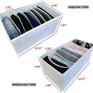 Abyme Clothes Organizer, Compartment Drawer Dividers for Clothes, Closet Organizers and Storage Box for Jeans/Tshirt/Legging/Towel/Pants/Scarf/Kids Clothes 7-Cell Clothes Drawer Storage Organizer 2pcs