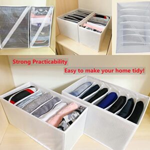 Abyme Clothes Organizer, Compartment Drawer Dividers for Clothes, Closet Organizers and Storage Box for Jeans/Tshirt/Legging/Towel/Pants/Scarf/Kids Clothes 7-Cell Clothes Drawer Storage Organizer 2pcs