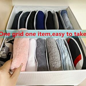 Abyme Clothes Organizer, Compartment Drawer Dividers for Clothes, Closet Organizers and Storage Box for Jeans/Tshirt/Legging/Towel/Pants/Scarf/Kids Clothes 7-Cell Clothes Drawer Storage Organizer 2pcs