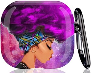 airpods 3rd generation case (not fit pro) - wonjury afro african american protective hard airpods 3 case cover women girls with keychain for apple airpod gen 3 (2021) charging case, hair girl
