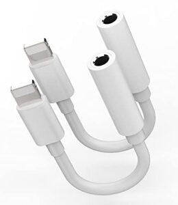 lightning to 3.5mm headphone adapter(2pack) compatible for iphone audio dongle jack aux adaptador para splitter earphone phone earbud cable 13 12 11 pro max mini xs se 7 x 8 plus apple mfi certified