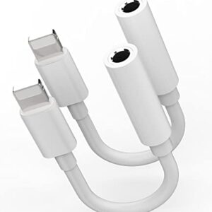 Lightning to 3.5mm Headphone Adapter(2pack) Compatible for iPhone Audio Dongle Jack AUX Adaptador para Splitter Earphone Phone Earbud Cable 13 12 11 Pro Max Mini Xs Se 7 X 8 Plus Apple MFI Certified