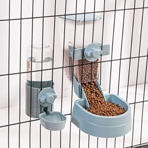 wuiun rabbit water feeder, pet cage suspended water dispenser, hanging automatic small animal water bottle bowl for bunny cat(2pcs,blue)