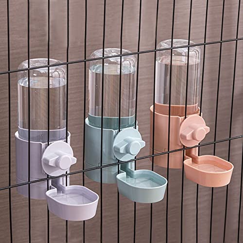 WUIUN Rabbit Water Feeder, Pet Cage Suspended Water Dispenser, Hanging Automatic Small Animal Water Bottle Bowl for Bunny Cat(2pcs,Blue)