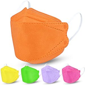 nihealth 50pcs kf94 disposable face masks for kids, tomorotec solid color fish shape masks for boys and girls (5 candy colors)