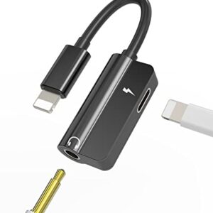 Lightning to 3.5mm Headphone Adapter Compatible for iPhone Apple Splitter Audio Dongle Jack AUX Adaptador para Earphone 2 in 1 Phone and Charge Charger Earbud 13 12 11 Pro Max Mini XS SE 7 X 8 Plus