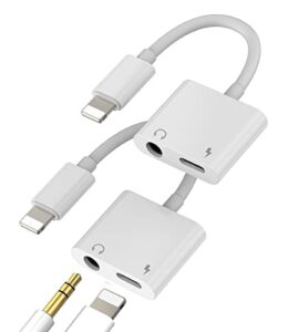 lightning to 3.5mm headphone adapter(2pack) for iphone splitter audio apple dongle jack aux adaptador para earphone 2 in 1 phone and charge charger earbud cable 13 12 11 pro max mini xs se 7 x 8 plus