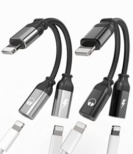headphone adapter for iphone dual lightning(2pack) adaptador para apple splitter audio and charge cord charger earphone 2 in 1 dongle jack earbud cable phone 13 12 11 pro max mini xs se 7 x xr 8 plus
