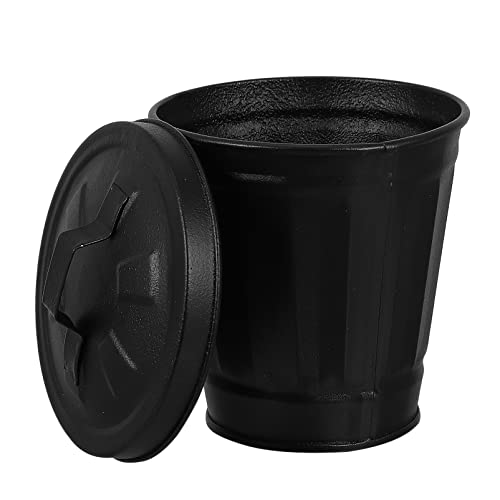 Balacoo balacoo Mini Trash Can with Lid, Lovely Garbage Waste Basket, Small Desktop Garbage Bin Mini Wastebasket Trash Can Garbage Holder Flower Pot, Black, 11X9CM (59C0417M6Y1)