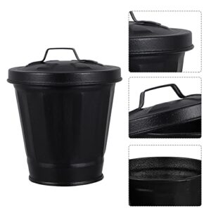 Balacoo balacoo Mini Trash Can with Lid, Lovely Garbage Waste Basket, Small Desktop Garbage Bin Mini Wastebasket Trash Can Garbage Holder Flower Pot, Black, 11X9CM (59C0417M6Y1)