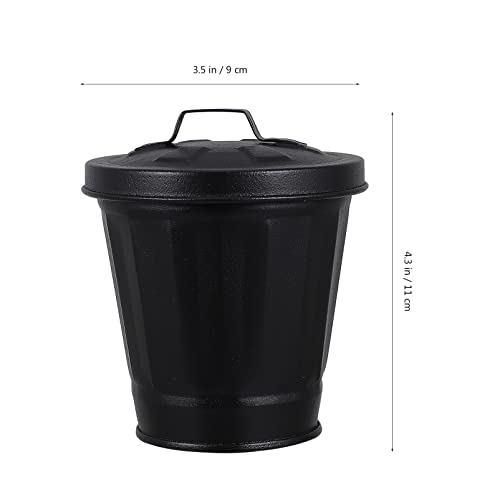 Balacoo balacoo Mini Trash Can with Lid, Lovely Garbage Waste Basket, Small Desktop Garbage Bin Mini Wastebasket Trash Can Garbage Holder Flower Pot, Black, 11X9CM (59C0417M6Y1)