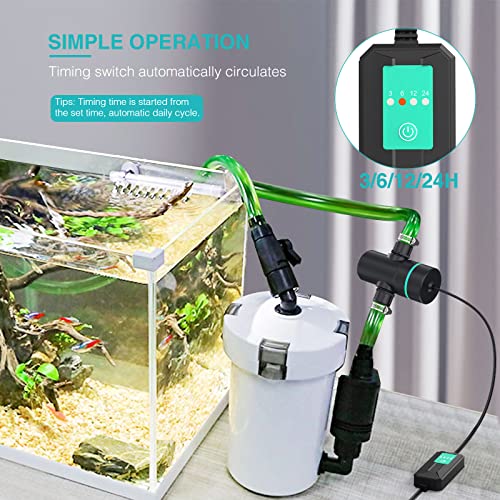 SILICAR Light for Aquarium, Mini 5W Water Clean for Aquarium Filter with Timing Function, Built-in Bulb Fish Tank Clean Light-Black