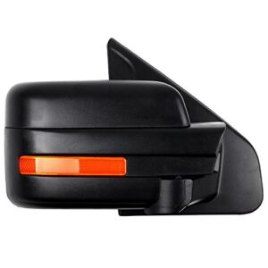 FEIPARTS Tow Mirror Towing Mirror Fits for 2004-2014 for Ford for F-150 Series Truck Pickup Towing Mirror with Right Side Power Control Heated Turn Signal Puddle Light with Black Housing