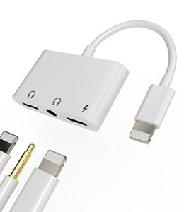 headphone adapter for iphone lightning to 3.5mm audio apple splitter dongle jack aux adaptador para dual earphone port 3 in 1 phone and charge charger earbud 13 12 11 pro max mini xs se 7 x 8 plus