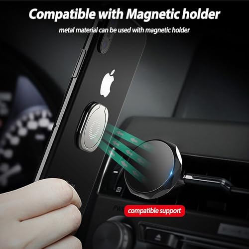 Thinnest Cell Phone Ring Holder Kickstand for iPhone & Samsung Galaxy, 360 Degree Rotation Finger Ring Stand Phone Grip for Magnetic Car Mount - Black
